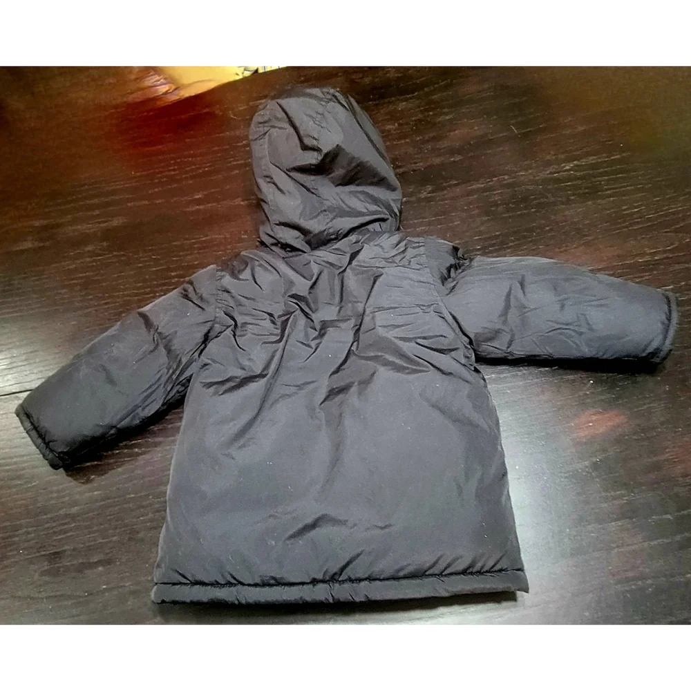 Baby Gap Boys 2T Black Puffer Coat Hooded Zipper And Button
